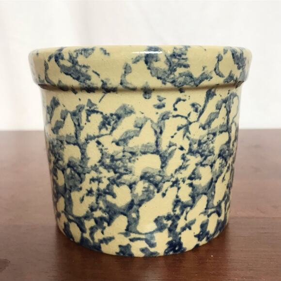 Robinson Ransbottom Roseville Ohio VTG USA Made Spongeware Pottery Planter Pot - Picture 3 of 10